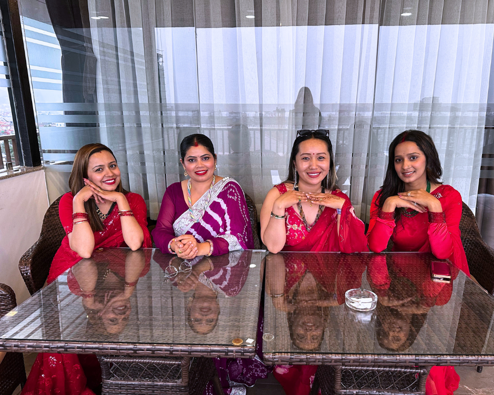 women gathering during teej festival